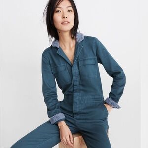 Madewell Sherpa Coverall Jumpsuit Small Dusty Moss